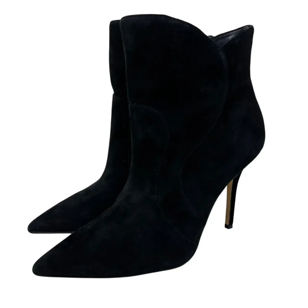 Gianni Bini Remmee Pointed Toe Booties Womens Size 7.5 Black Suede Leather